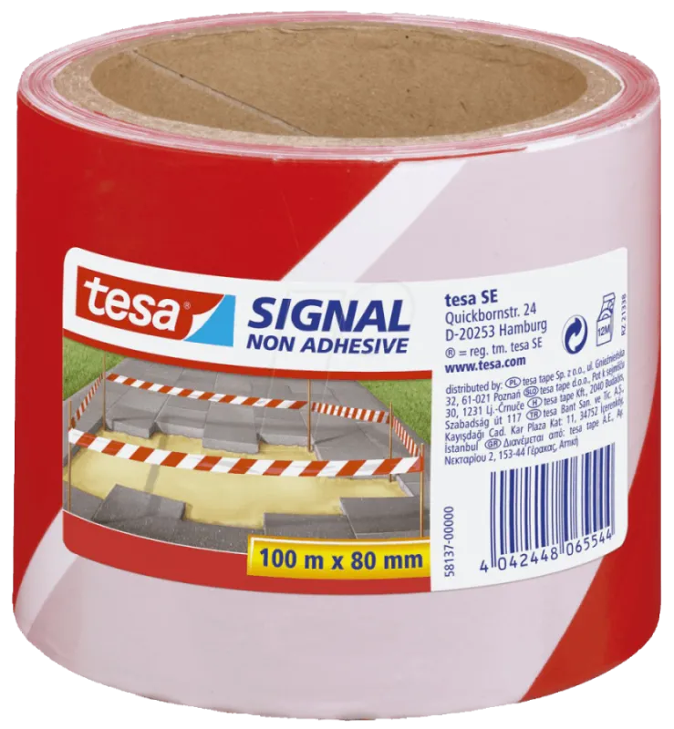Výstražná nelepivá páska Tesa 58137 červeno-biela (100mx80mm)